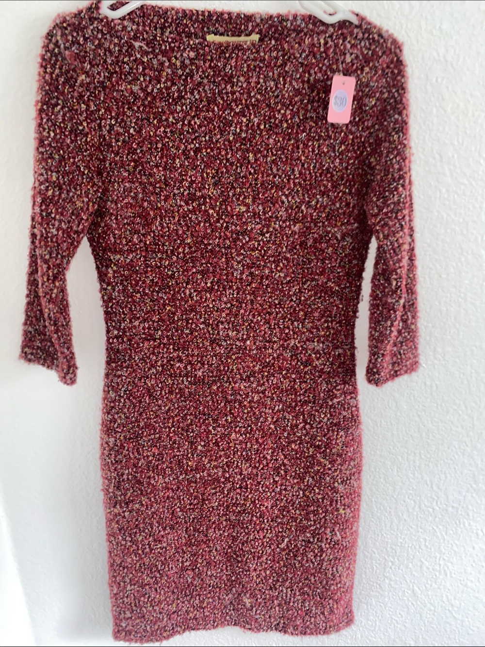 jonathan martin Marled Burgundy Knit Midi Dress